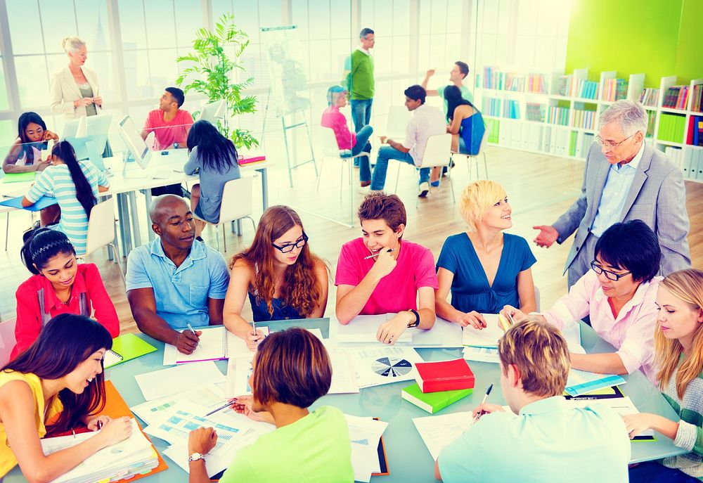 Group of Student in the Classroom Discussion Concept