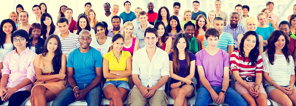Group People Crowd Audience Casual Multicolored Sitting Concept