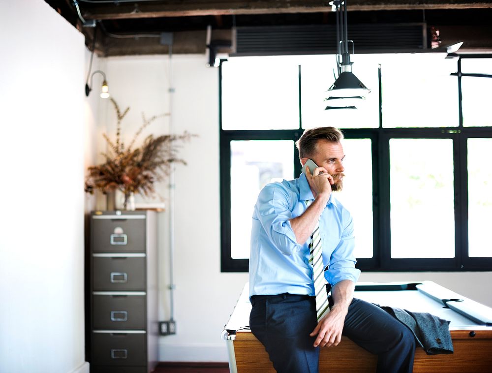 Businessman Phone Boss Calling Work Concept