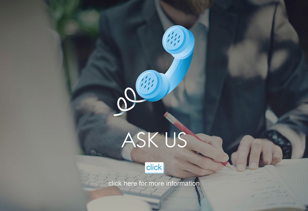 Ask Us Assistance Care Contact Information Concept