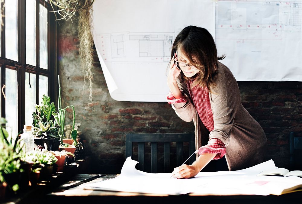 Businesswoman Working Planning Sketch Concept
