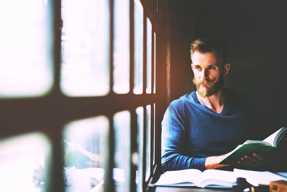 Man Reading Book Relax Lifestyle Concept