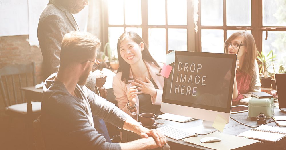 Business People Meeting Teamwork Drop Image Here Copy Space Concept