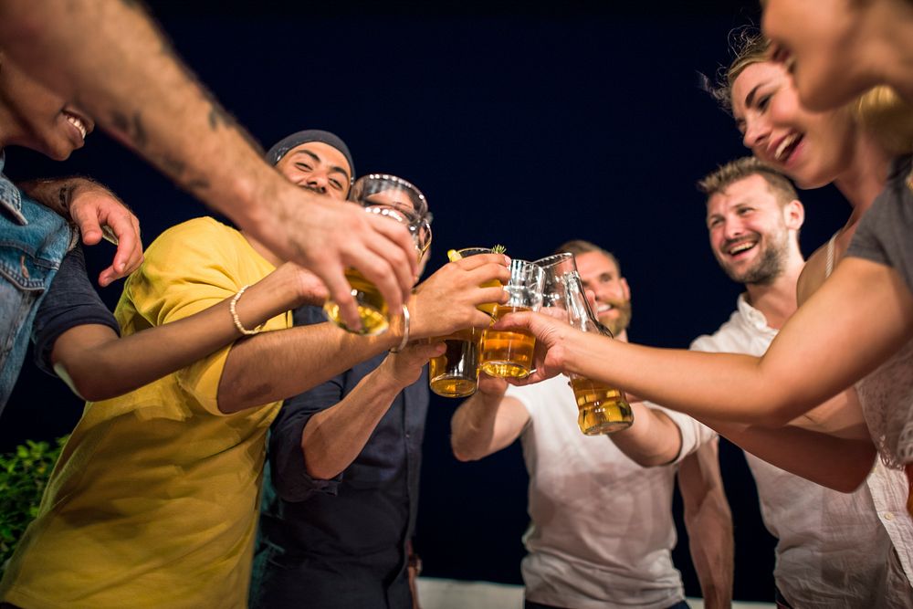 Group of friends drinking together