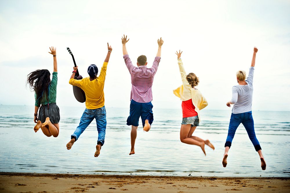 Group Of People Jumping Concept