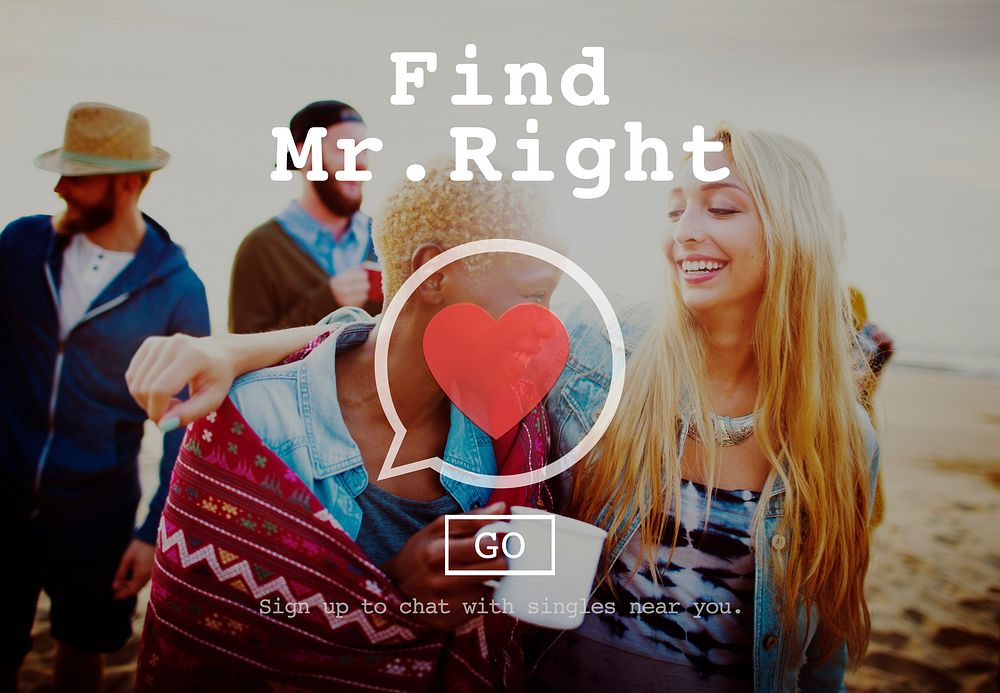 Find Mr Right One Valentine Romance Love Heart Dating Concept