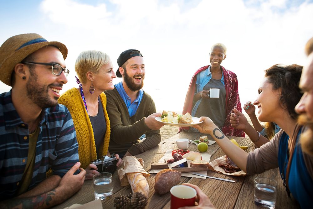 Group Of People Dining Togetherness Concept