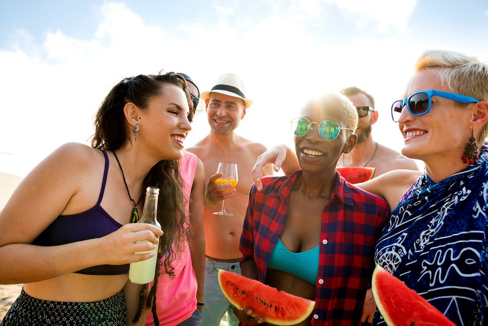 Diverse Young People Fun Beach Concept