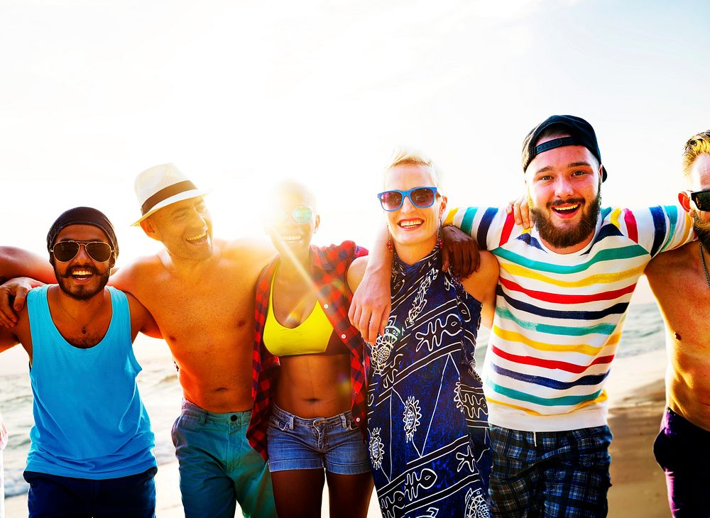 Diverse People Friends Fun Bonding Beach Summer Concept