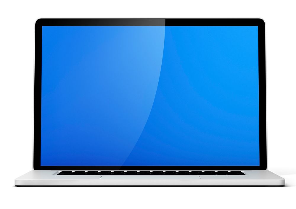 Laptop with blue screen.
