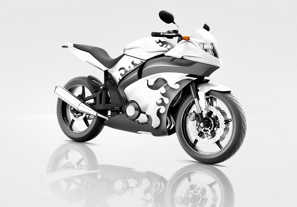 Motorcycle Motorbike Bike Riding Rider Contemporary White Concept