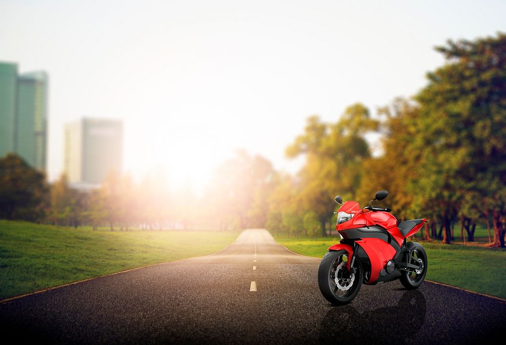 Motorcycle Motorbike Bike Riding Rider Contemporary Red Concept