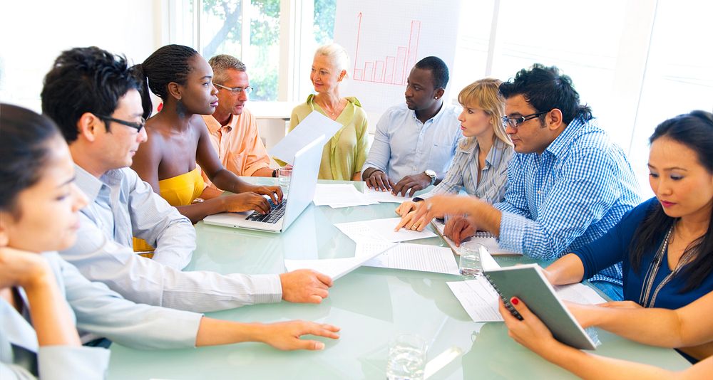 Group of diverse people are having a meeting