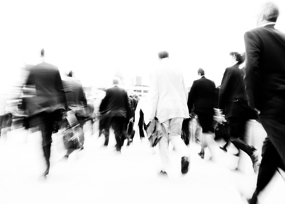 Blurred scene of crowded people are walking in rush