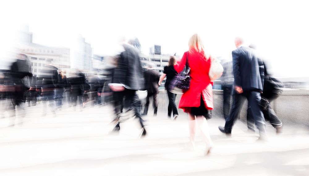Abstract blurred business people crowded rush hour