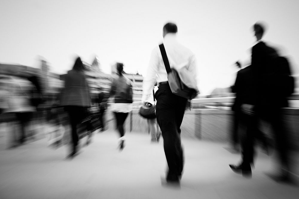 Blurred scene of crowded people are walking in rush