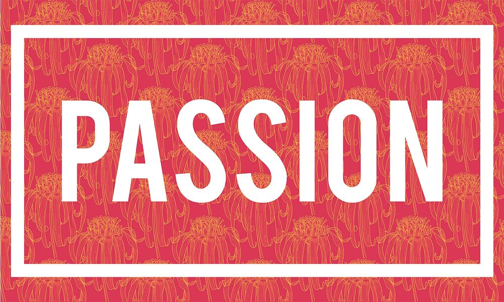 Illustration of passion word on red background