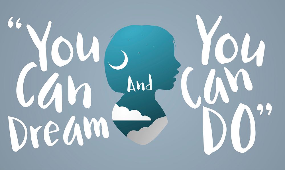 Illustration of human silhouette with quote