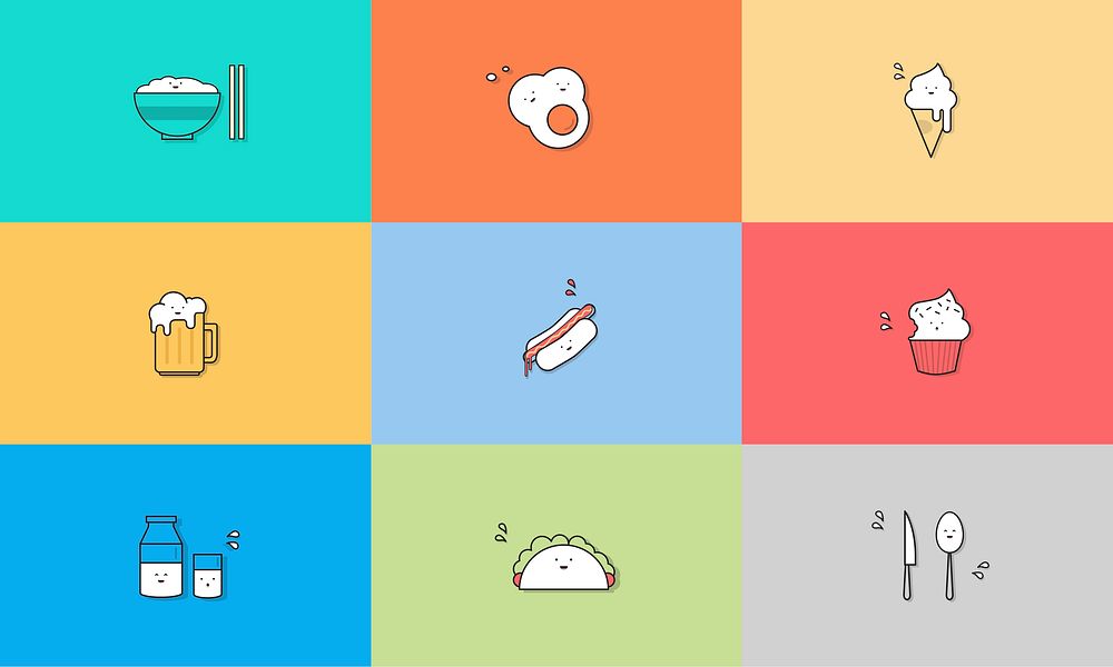Illustration of food icons set