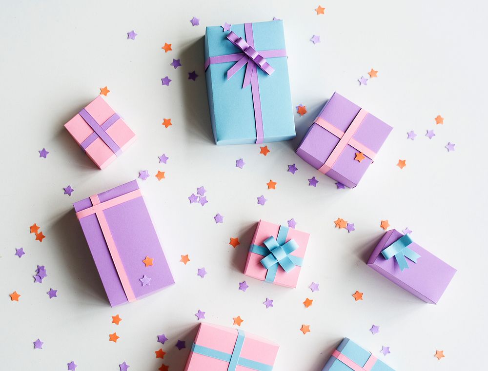 Wrapped gift boxes in pastel