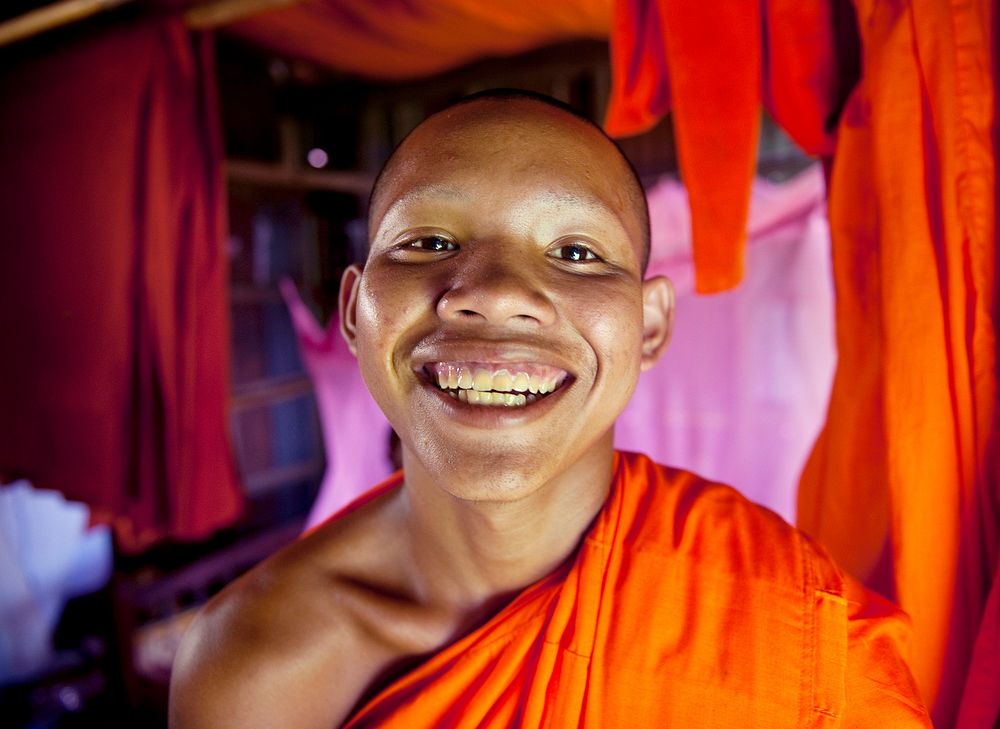 Portrait of a young Cambodian monk