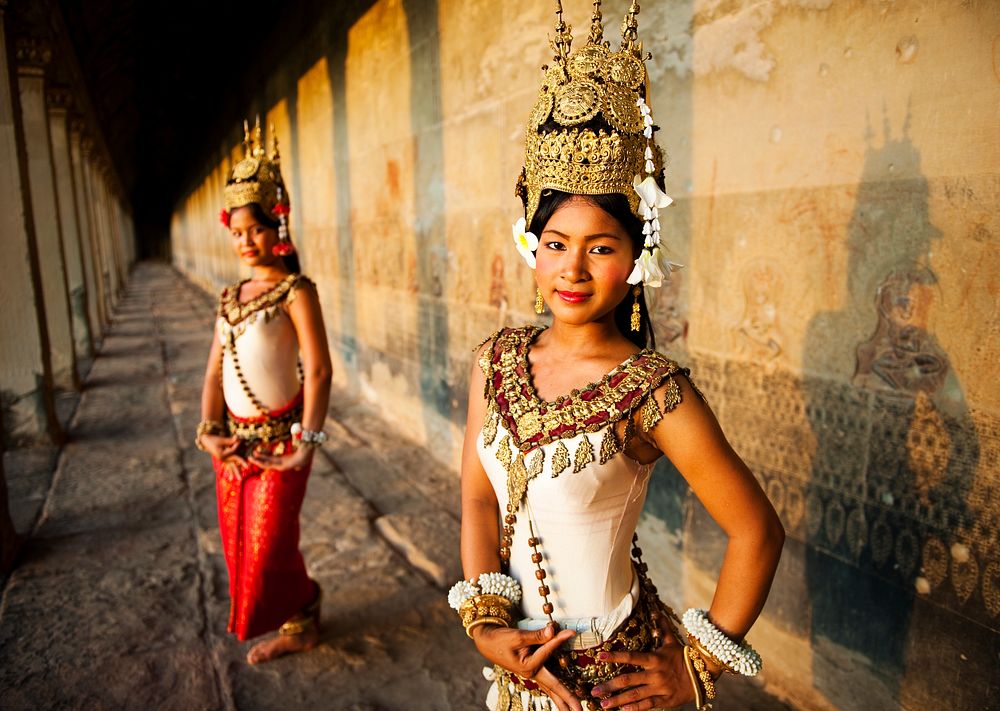 Traditional aspara dancers, Siem Reap, Cambodia.