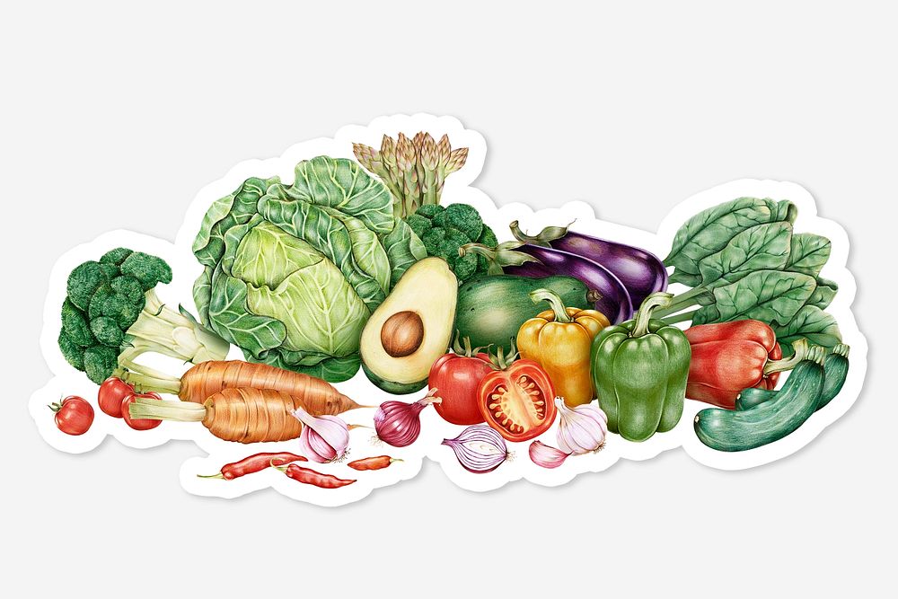 Fresh vegetables assorted psd organic illustration