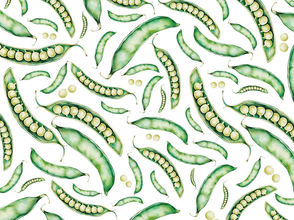 Hand drawn peas patterned background illustration
