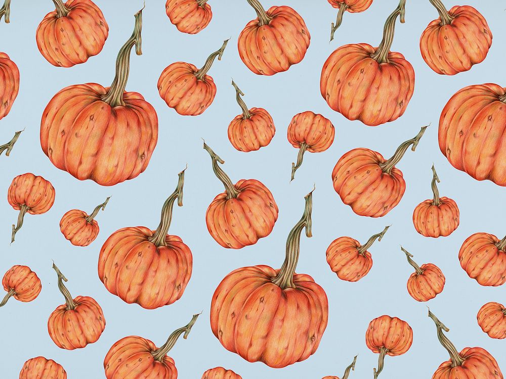 Hand drawn pumpkin patterned background illustration