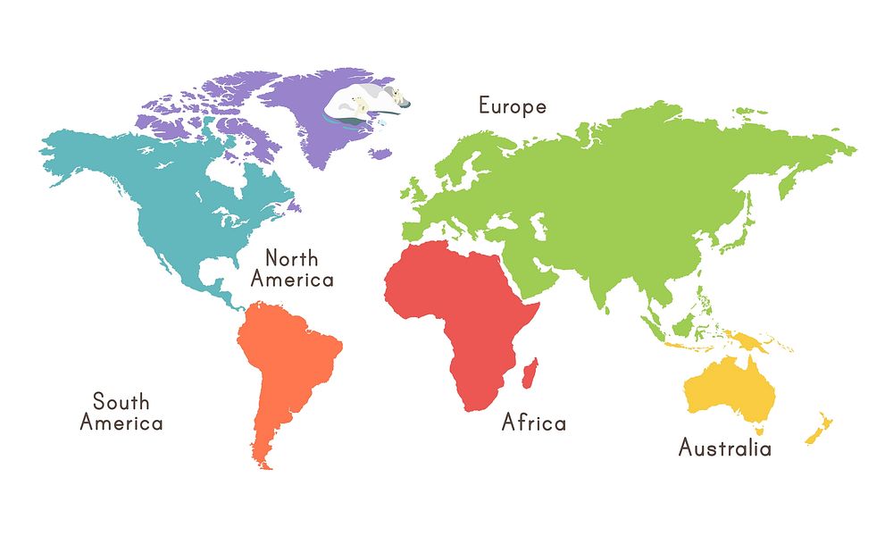 Illustration of world map isolated