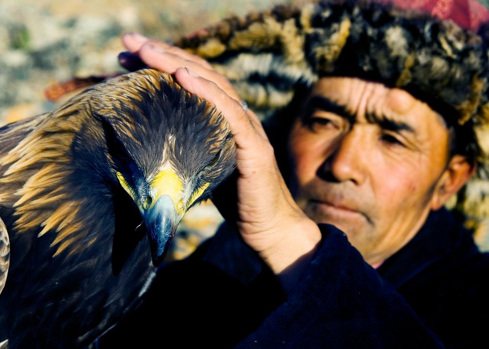 Mongolian man with an eagle