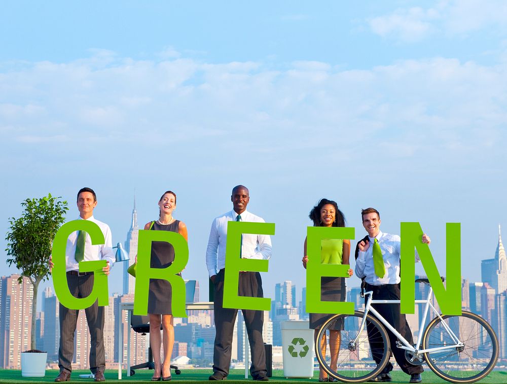 Business People in an Urban Scene and Green Concept