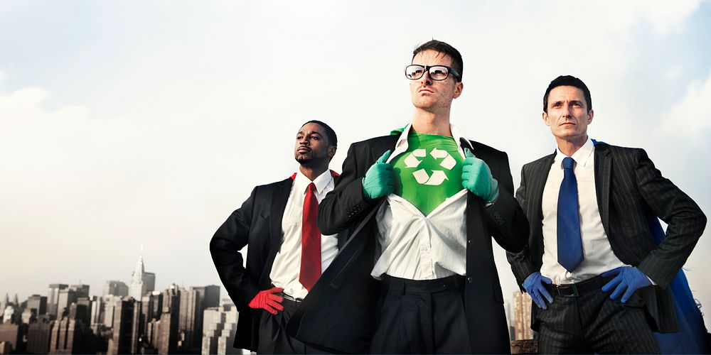 Superheroes Green Business Recycle Conservation Concept
