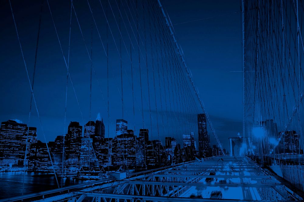 The Brooklyn Bridge Financial District Night Concept