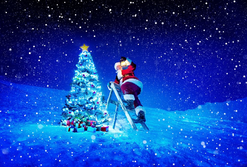 Santa and a christmas tree