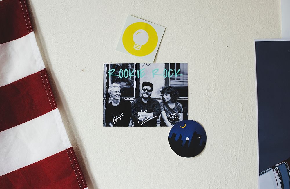 Closeup of favorite band on bedroom wall