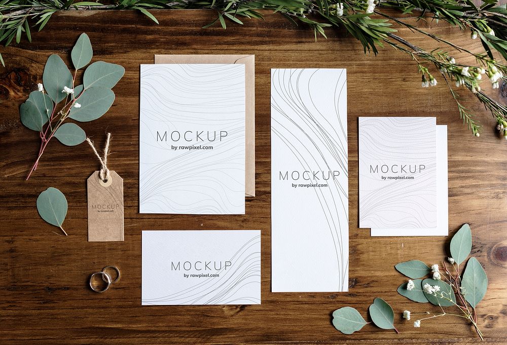 Wedding reception stationery mockup design set