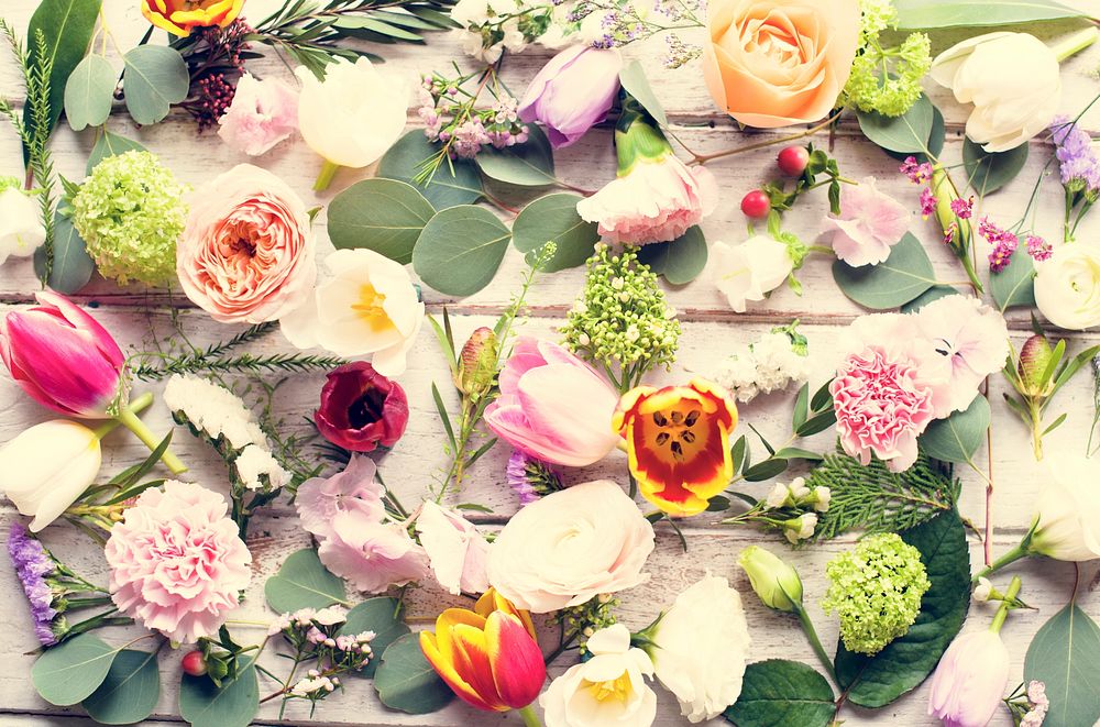 Fresh Variety Flowers Arrangement Decorative as Background