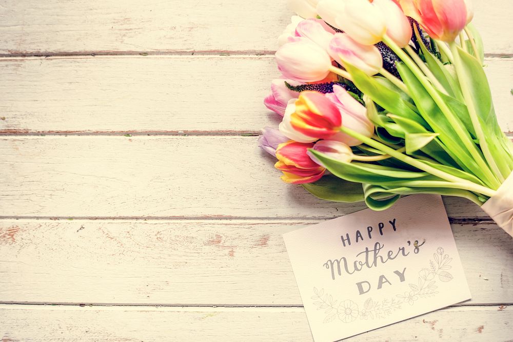 Tulips Bouquet with Happy Mother Day Wishing Card