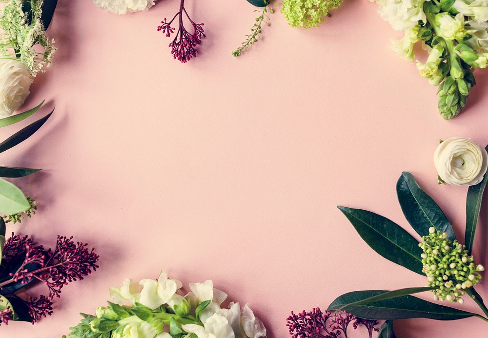 Pink copy space with floral background