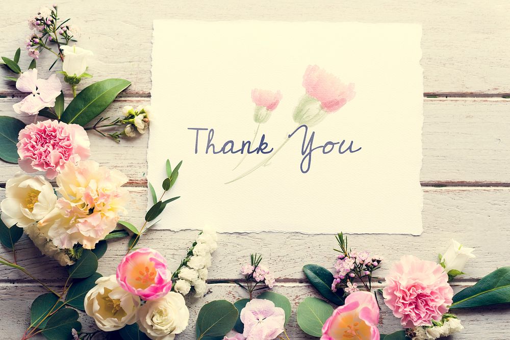 Flowers withThank You Wishing Card
