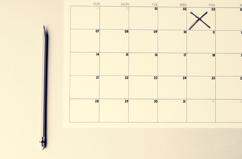 Monthy calendar week reminder organization