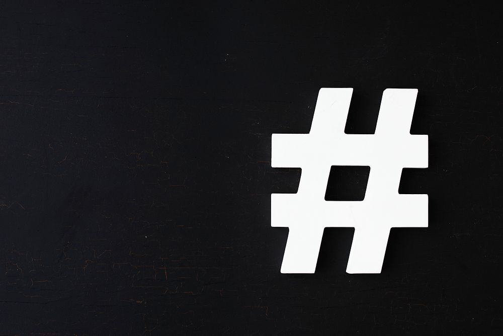 Hashtag Symbol on Black Background