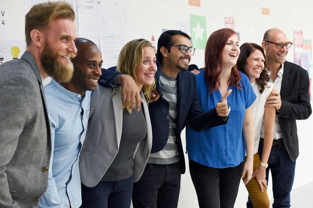 Group of diverse people attending startup business course