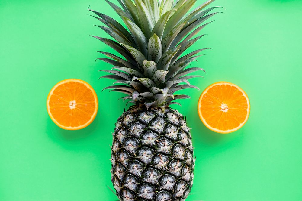 Orange and pineapple tropical fruit