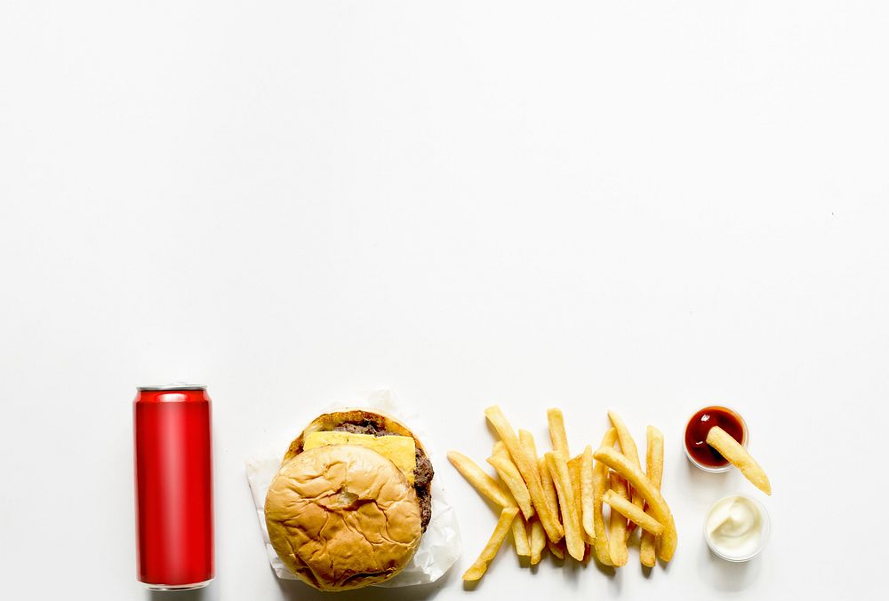 Junk food on the white background