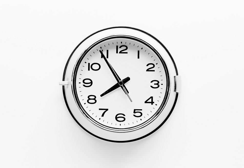 Round clock watch on white background