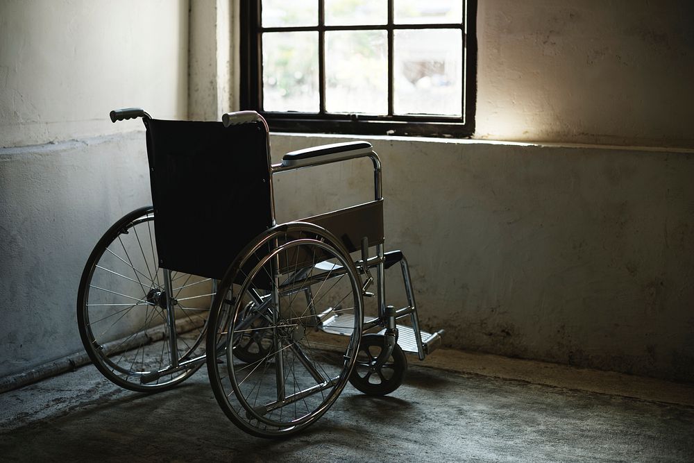 Wheelchair in an empty room 