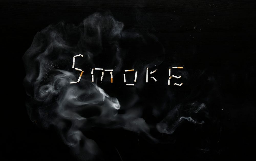 Cigarettes forming the word smoke