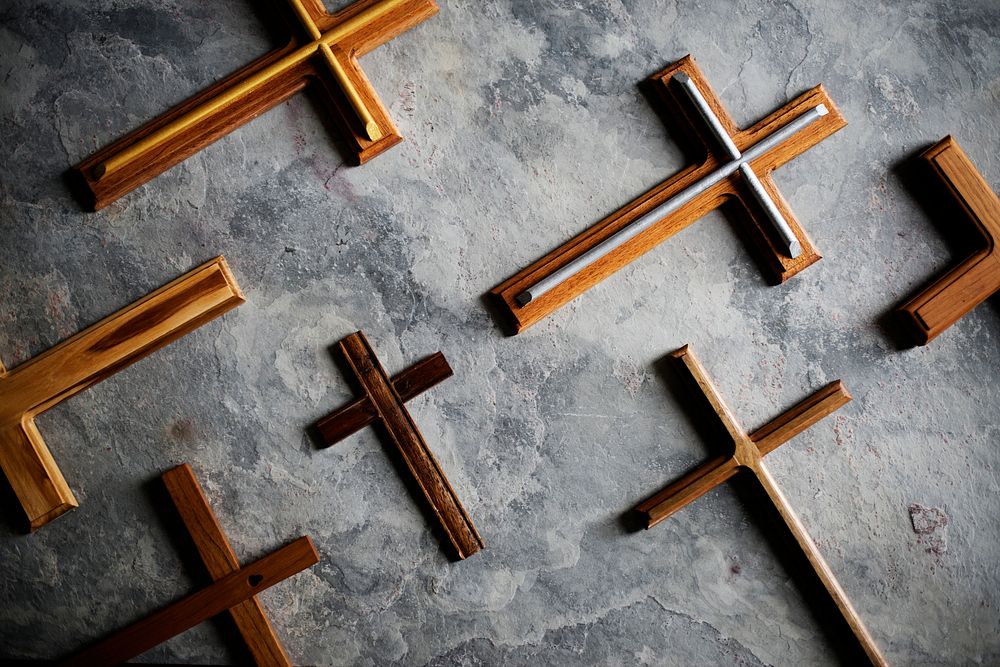 Collection of Christian wooden crosses